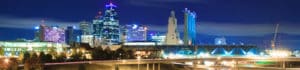 Kansas City Skyline lit up at night